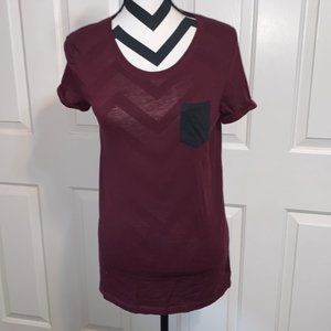 PINK Maroon Pocket T Shirt